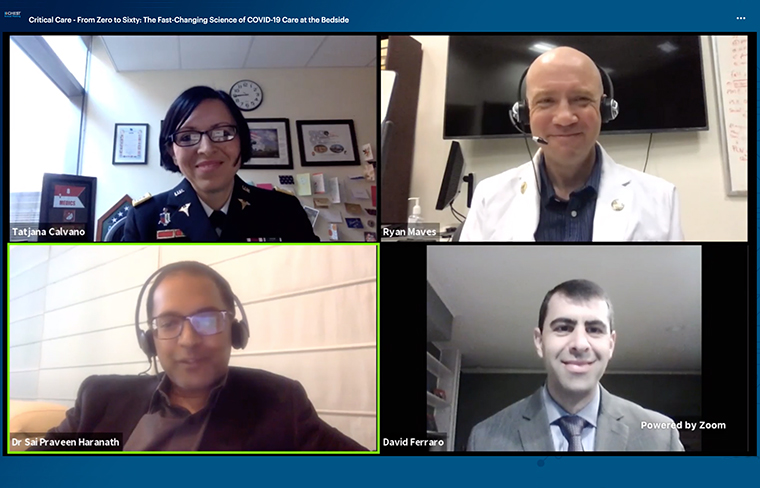 Clockwise: Tatjana Calvano, DO, FACP, FIDSA; Ryan Maves, MD, FCCP, FCCM, FIDSA; David Ferraro, MD, FCCM, FCCP; Sai Haranath, MBBS, MPH, FCCP