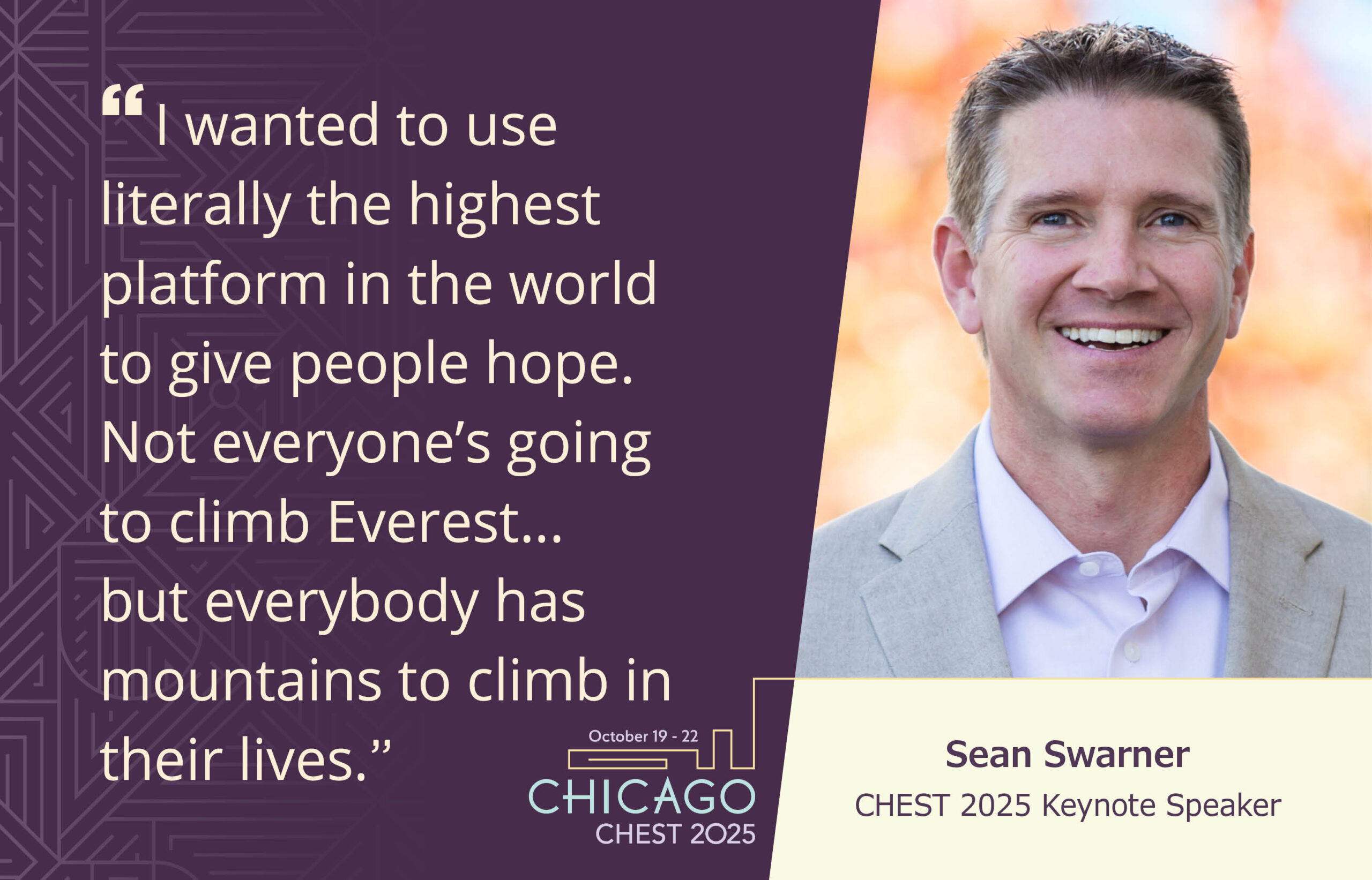 Inspirational cancer survivor, adventurer to deliver CHEST 2025 keynote address