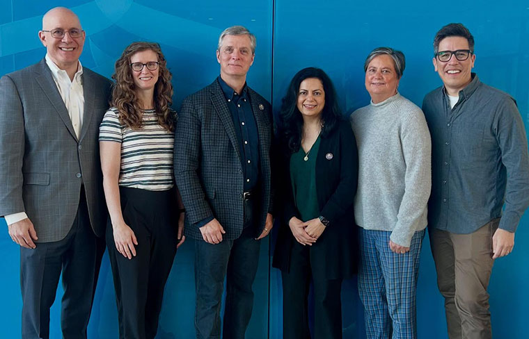 From left: CHEST President-Elect Neil S. Freedman, MD, FCCP; CHEST 2026 Scientific Program Committee Chair Amy E. Morris, MD, FCCP; CHEST President John Howington, MD, MBA, FCCP; CHEST 2025 Scientific Program Committee Chair Sandhya Khurana, MD, FCCP; CHEST President-Designate Lisa K. Moores, MD, FCCP; and CHEST 2026 Scientific Program Committee Vice-Chair Mauricio Danckers, MD, FCCP.